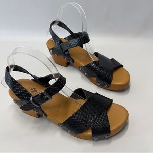 PATRICIA NASH Womens Gigi Dress Sandal Black Strap Size 9 Wood Heel
